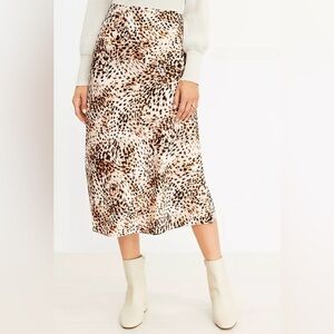 Loft Petite Animal Print Bias Midi Skirt Sz SP